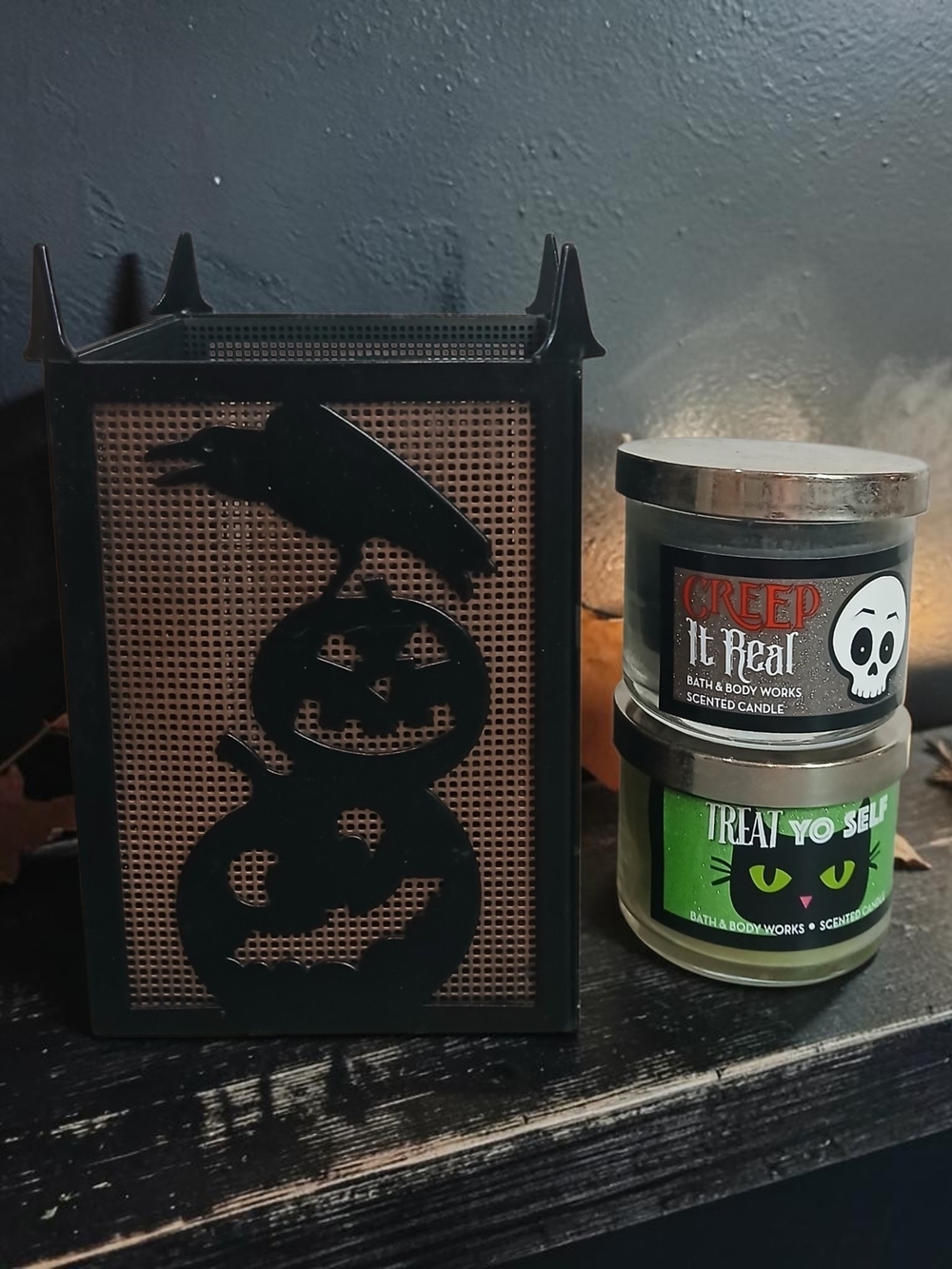 Halloween Pumpkin & Raven Reptile Mini Luminary And 2 Mini Candles